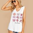 Valentine Teacher Cute Bows Apple Globe Pencil Books Art Women's V-Neck Tank Top