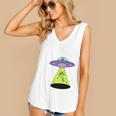 I Wanna Go Home Introvert UFO UAP Flying Saucer Trippy Alien Women's V-Neck Tank Top