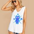 Yk2 Grunge Earthy Blue Cat With Stars Tomboy 90s Nostalgia Women's V-Neck Tank Top
