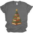 Christmas Book Tree Bookshelf Holiday For Readers Librarians Unisex Jersey T-Shirt