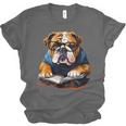 Cute Dog English Bulldog Reading Book Unisex Jersey T-Shirt