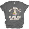 Easily Distracted By Cats & Books Tee Reader Book Worm Unisex Jersey T-Shirt