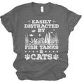 Easily Distracted By Fish Tanks And Cats Lover Introvert Unisex Jersey T-Shirt Easily Distracted By Fish Tanks And Cats Lover Introvert Unisex Jersey T-Shirt