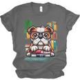 English Bulldog Reading a Book Dog Unisex Jersey T-Shirt English Bulldog Reading a Book Dog Unisex Jersey T-Shirt