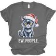 Ew People Christmas Cat Santa Hat Dad Introvert Unisex Jersey T-Shirt