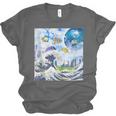 Frutiger Aero Aesthetic Tech Great Wave Of Kanagawa Fishes Unisex Jersey T-Shirt Frutiger Aero Aesthetic Tech Great Wave Of Kanagawa Fishes Unisex Jersey T-Shirt