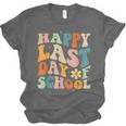 Happy Last Day Of School Groovy Teacher Student Graduation Unisex Jersey T-Shirt