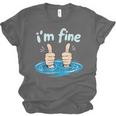 I'm Fine Drowning Thumbs Up Introvert Meme Humor Unisex Jersey T-Shirt