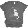 Introvert Cat With Coffee On Computer Antisocial Emo Goth Unisex Jersey T-Shirt