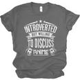 Introvert Quote Introverted But Willing To Discuss Anime Unisex Jersey T-Shirt