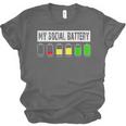 Introvert My Social Battery Low Level Graphic Unisex Jersey T-Shirt Introvert My Social Battery Low Level Graphic Unisex Jersey T-Shirt
