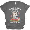 Just A Girl That Loves Cats And Books Cute Cat & Bookwork Unisex Jersey T-Shirt