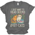 I Just Want To Read Books And Pet Cats Introvert Unisex Jersey T-Shirt