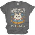 I Just Want To Read Books And Pet Cats Introvert Unisex Jersey T-Shirt