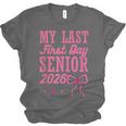 My Last First Day Senior 2026 Coquette Pink Bow Graduation Unisex Jersey T-Shirt
