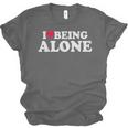 I Love Being Alone Introvert & Anxious Girl Red Heart Unisex Jersey T-Shirt