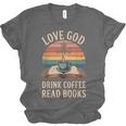 Love God Drink Coffee Read Books Unisex Jersey T-Shirt