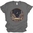 Moon Book Bookshelf Library Coffee Cup Star Stars Pattern Unisex Jersey T-Shirt