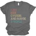 Oysters And Beer Lovers Introvert Quote Vintage Retro Unisex Jersey T-Shirt