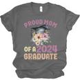 Proud Mom Of a 2024 Graduate Floral Flower Family Graduation Unisex Jersey T-Shirt