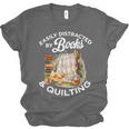 Quilting Sewing Machine Quilter Easily Distracted By Book Unisex Jersey T-Shirt