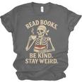 Read Books Be Kind Stay Weird Skeleton Reading Coffee Goth Unisex Jersey T-Shirt