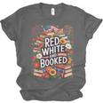 Retro Floral Red & Booked Library Reading 4th Of July Unisex Jersey T-Shirt