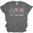 Rock Paper Scissors Hand Game Cute Paw Cat Introvert Unisex Jersey T-Shirt