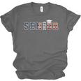 Senior 2023 American Flag USA Graduation Class Of 2023 Women Kids Men Unisex Jersey T-Shirt
