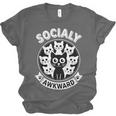 Socially Awkward Cute Introvert Cat Meme Anti-Social Club Unisex Jersey T-Shirt