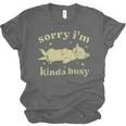Sorry I'm Kinda Busy Lazy Cat Sarcastic Sayings Introvert Men Women Unisex Jersey T-Shirt