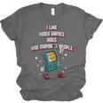 I Like Video Games Dogs And Maybe 3 People Gamer Introvert Unisex Jersey T-Shirt