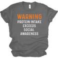 Warning Protein Intake Exceeds Social Awareness Introvert Unisex Jersey T-Shirt Warning Protein Intake Exceeds Social Awareness Introvert Unisex Jersey T-Shirt