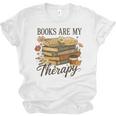 Books Are My Therapy Vintage Book Lover Daisy Art Unisex Jersey T-Shirt