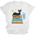 Cat And Books Retro Midcentury Mid Century Aesthetic Unisex Jersey T-Shirt Cat And Books Retro Midcentury Mid Century Aesthetic Unisex Jersey T-Shirt