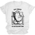 Cat With Coffee On Computer Go Away I'm Introverting Unisex Jersey T-Shirt Cat With Coffee On Computer Go Away I'm Introverting Unisex Jersey T-Shirt