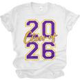 Class Of 2026 Graduation Varsity Purple Yellow On The Back Unisex Jersey T-Shirt