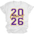 Class Of 2026 Graduation Varsity Purple And Yellow Letters Unisex Jersey T-Shirt
