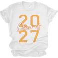 Class Of 2027 Graduation Varsity Orange On The Back Premium Tri-Blend Unisex Jersey T-Shirt