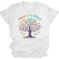 Color Our World Summer Reading Program 2025 Trippy Book Tree Unisex Jersey T-Shirt