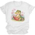 Crocodile Reading Book Watercolor Flowers Kids Unisex Jersey T-Shirt