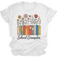 Cute Wildflower Book School Counseling Life School Counselor Unisex Jersey T-Shirt