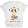 Easily Distracted By Beagles And Books Beagle Dog Unisex Jersey T-Shirt Easily Distracted By Beagles And Books Beagle Dog Unisex Jersey T-Shirt