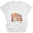 Easily Distracted By Cats And Books Cute Cat Sleeping Girls Unisex Jersey T-Shirt Easily Distracted By Cats And Books Cute Cat Sleeping Girls Unisex Jersey T-Shirt