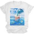 Frutiger Aero Aesthetic Tech Bubble Tea Boba Milktea Fishes Unisex Jersey T-Shirt