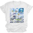 Frutiger Aero Aesthetic Tech Great Wave Of Kanagawa Fishes Raglan Baseball Tee Unisex Jersey T-Shirt Frutiger Aero Aesthetic Tech Great Wave Of Kanagawa Fishes Raglan Baseball Tee Unisex Jersey T-Shirt