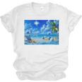 Frutiger Aero Beach Y2k Aesthetic Palm Tree Sand Ocean Premium Unisex Jersey T-Shirt
