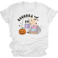 Ghost Reading Halloween Women Teacher Book Lover Unisex Jersey T-Shirt