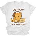 Go Away I'm Introverting Cozy Cat With Laptop And Coffee Unisex Jersey T-Shirt Go Away I'm Introverting Cozy Cat With Laptop And Coffee Unisex Jersey T-Shirt