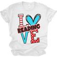I Heart Books Love Reading Red And Stripe Animated Cat For Men Women Girls Kids Unisex Jersey T-Shirt